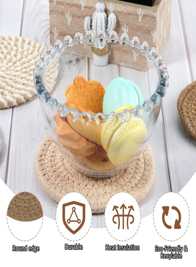 Larrel Woven Coasters, Brown Cute Coasters for Desk Minimalist Aesthetic Coaster Set of 4 for Kitchen Dining Coffee Desk Tabletop Protection Housewarming Gift for Home Decor (4.13in/10.5cm) - Image 4